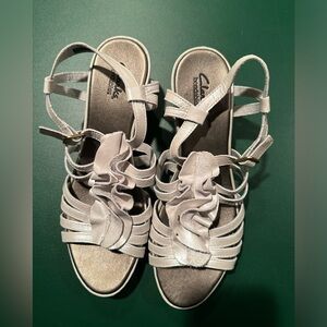 Clarke Wedge Sandals - Taupe Color - New